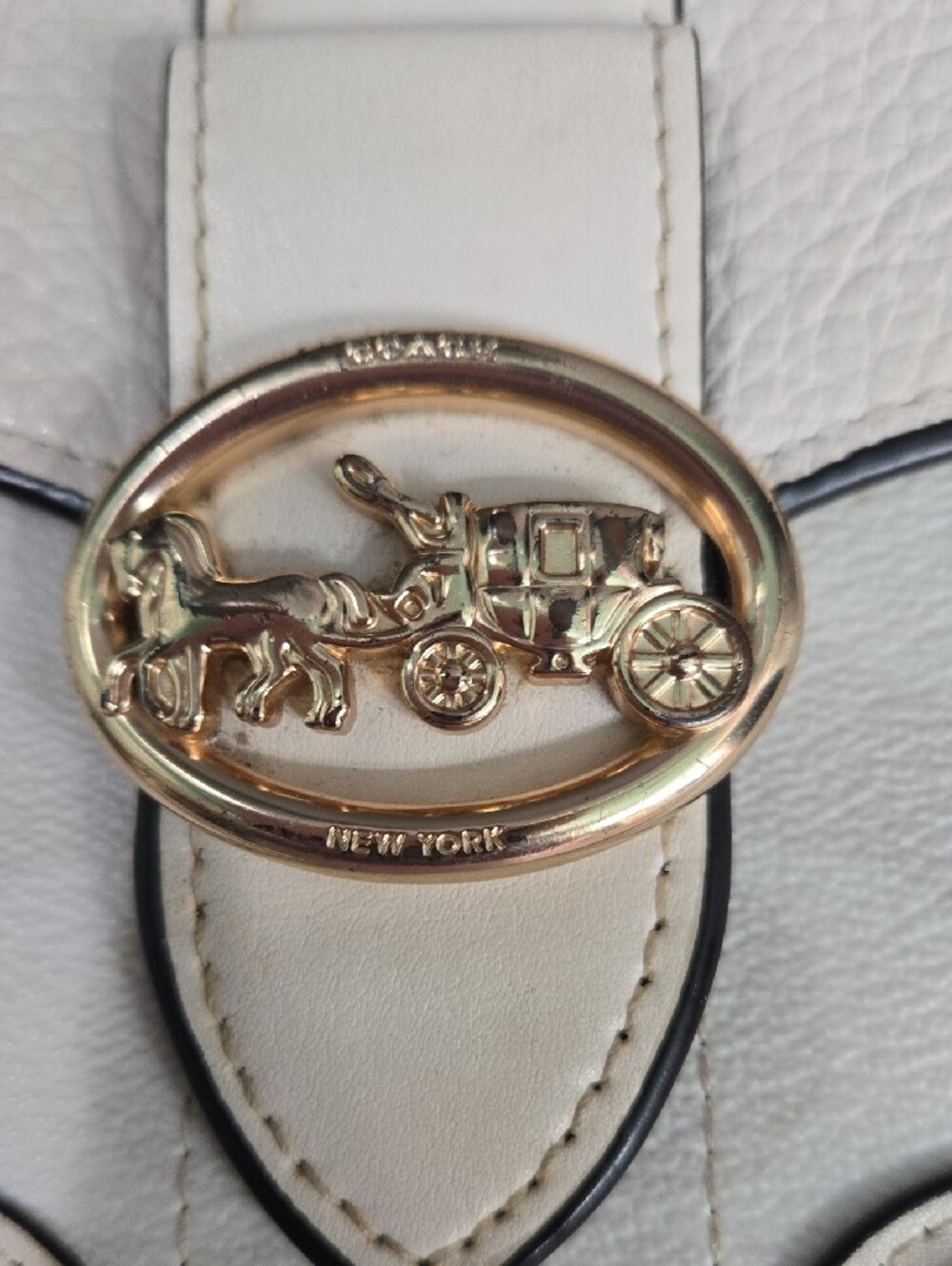 Coach Gorgie Cream Leather Crossbody with Gold Chain & Horsebit Accent - Picture 6 of 15